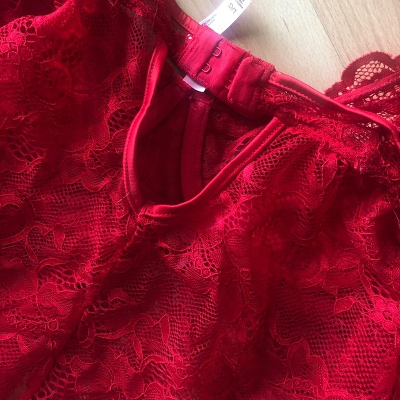 💋🌹 Sexy Babydoll Red Lace Seductive Lingerie La Vie En Rose - Picture 10 of 11